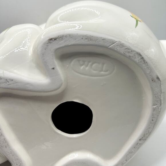 VNTG WCL Hand Painted Colorful Butterfly Pattern Ceramic Sleeping Bunny Rabbit - Picture 9 of 9